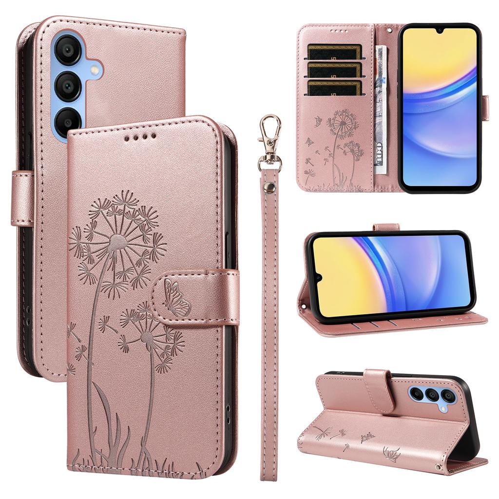 For Samsung Galaxy A15 5G Leather Case Wallet Phone Cover Dandelion Imprint