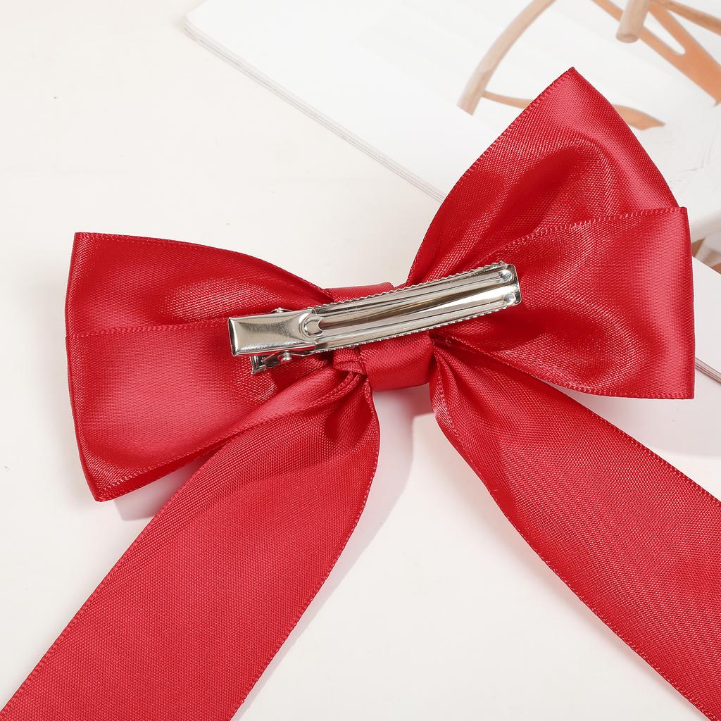 6PCS Silky Satin Hair Bows Hair Clip Ribbon Accessories Ponytail Holder Slides Metal Clips Hair Bow for Women Girls