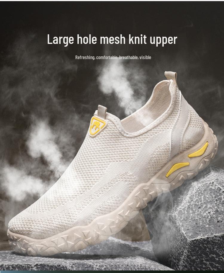 Men's Flyknit Slip-On Sports Shoes - Breathable, Flat, Casual Spring/Summer Sneakers.