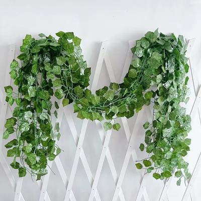 2.1M -1PCS Artificial Plant Green Ivy Leaf Garland Silk Wall Hanging Vine Home Garden Decoration Wedding  DIY Fake Wreath Leaves