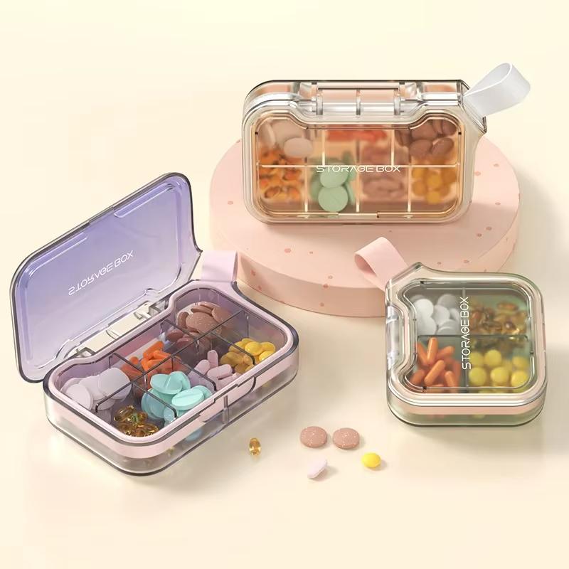 Untior Pill Box Portable Dispenser on-The-Go Calcium Tablet Medication Dispenser Seven Days Large Capacity Sealed Pill Cases