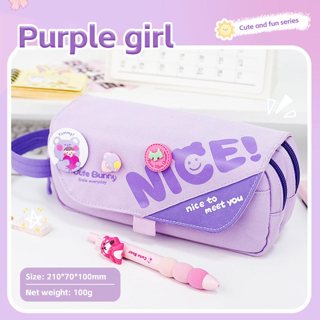 Cute Capybara Cartoon Pen Pouch Large Capacity Hand Carry Pencil Case School Student Organizer Bag