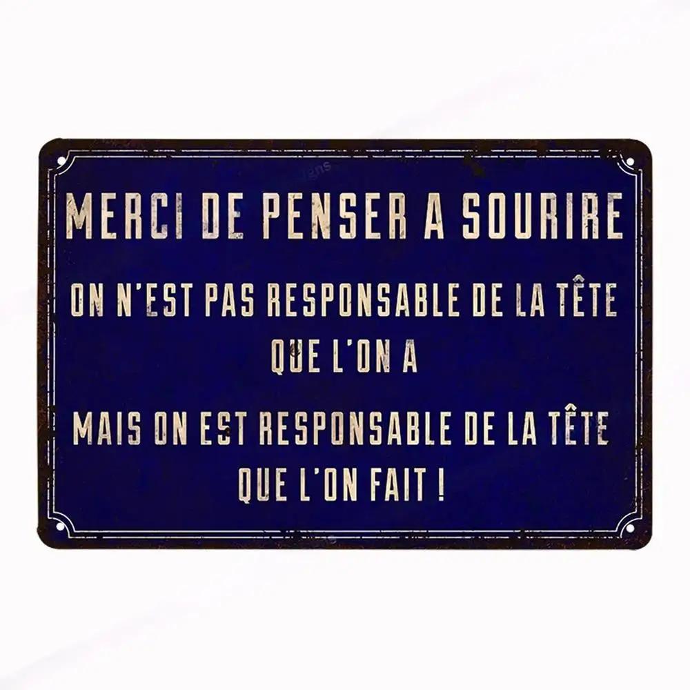 French Vintage Metal CUISINE Signs Decor Posters Plaque Retro Tin Sign Bar Pub Club Wall Decor Painting Decorative Plate