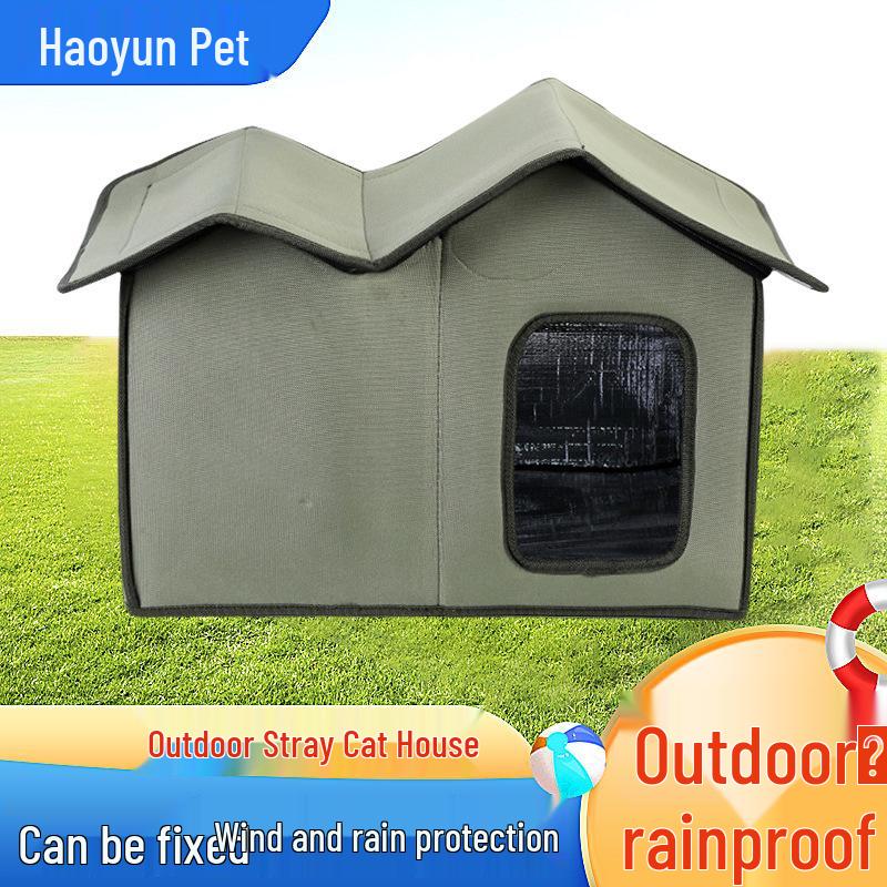 Waterproof Outdoor Cat House: Foldable, Removable, Washable, and Warm 4-Season Pet Villa Tent for Cats and Dogs.