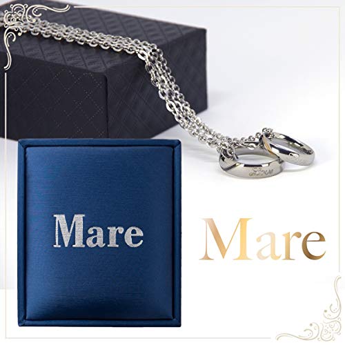Paar-Halsketten für Paare, Beliebte Marke, Passendes Anhänger- und Ring-Set für Männer und Frauen, Perfektes Geschenk für Liebende, Inklusive Geschenkbox (Silber)