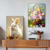 Vintage Spring Academia Botanical Rabbit Bunnies Colorful Eggs Poster Canvas Painting Wall Art Pictures Holiday Home decoration