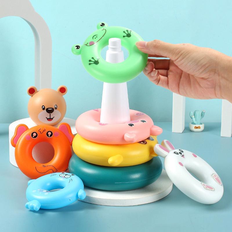 Baby Toys 0-12 Montns Puzzle Pyramid Tower Cup Stacking Toys Montessori Educational Beach Kids Pool Bathtub Toy Kids Gift