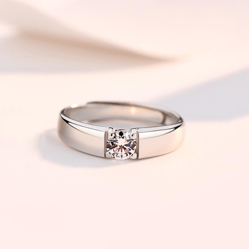 

Hot Sale Plated Couple Ring for Lovers Fashion Adjustable Open Zircon Ring Wedding Engagement Jewelry resizable