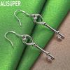 Exquisite And Romantic 925 Sterling Silver Heart-Shaped Key Earrings - Fashionable Gift Jewelry