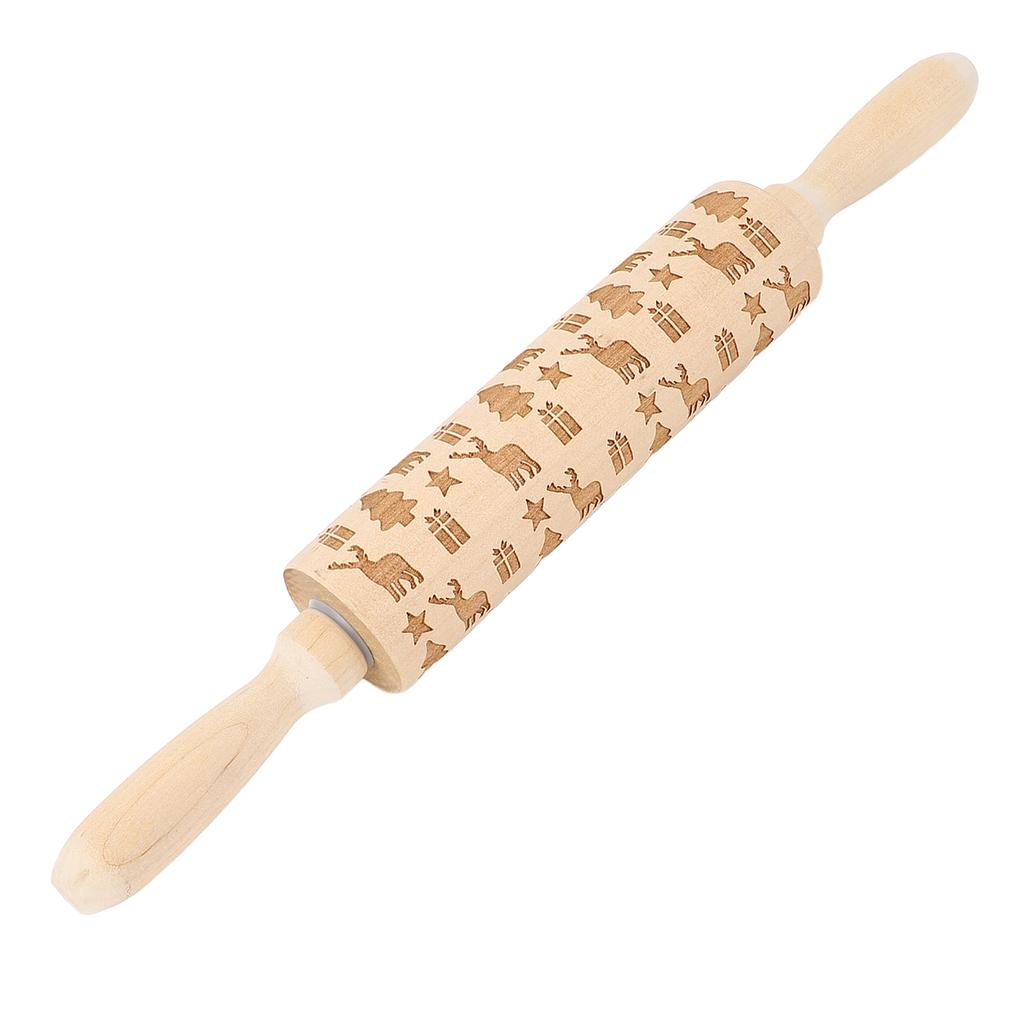 Wooden Rolling Pin Multifunctional Embossed Cook Classic Rolling Pin for Baking Fondant JM01674