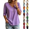T-shirt da donna con scollo a V a maniche corte, vestibilità casual, versatile
