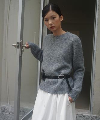 MOOD INSIDE WOMAN (Woman) Wool Heavy Round Knit_Gray