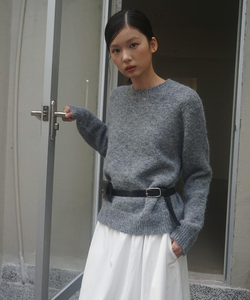 MOOD INSIDE WOMAN (Woman) Wool Heavy Round Knit_Gray