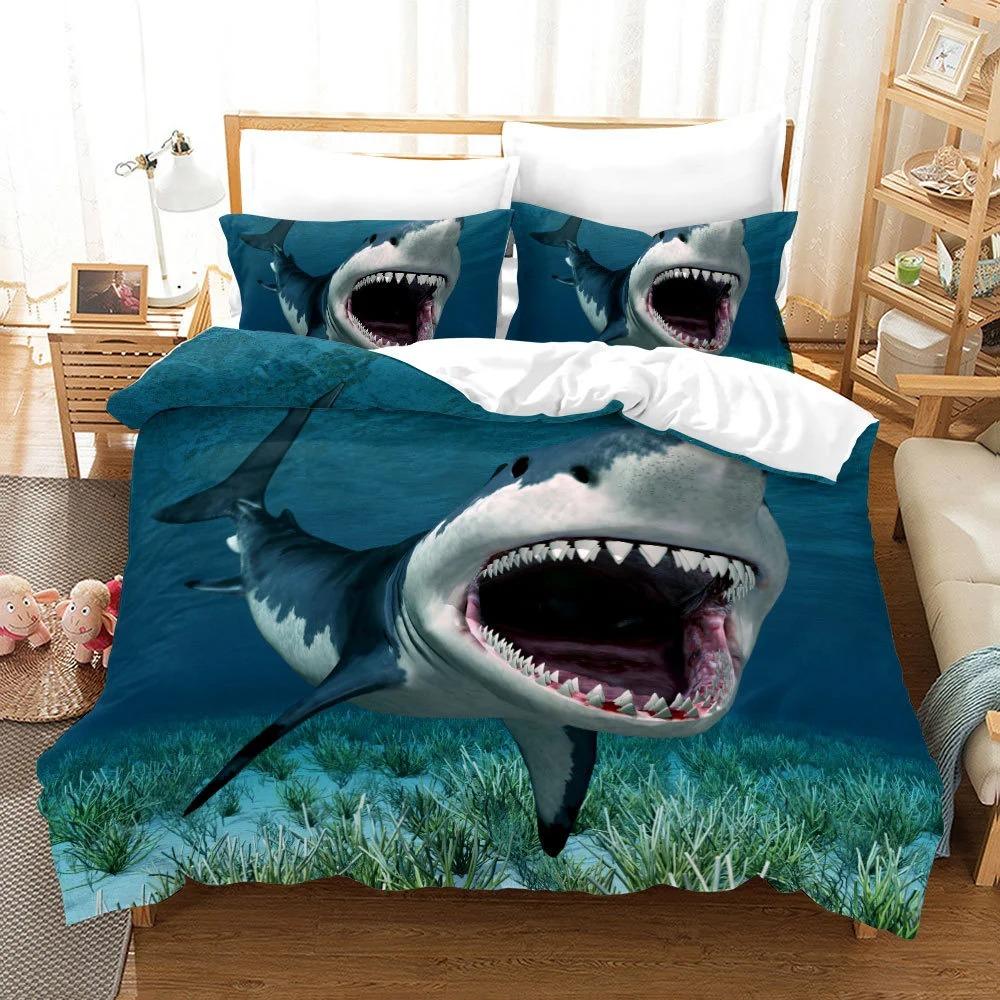 Dolphin Turtle Bedding Set 3D Print Quilt Cover 2/3 Pieces Bed Linen Sea Animals Scenery Comforter Set Kids Boys Duvet Cover Set