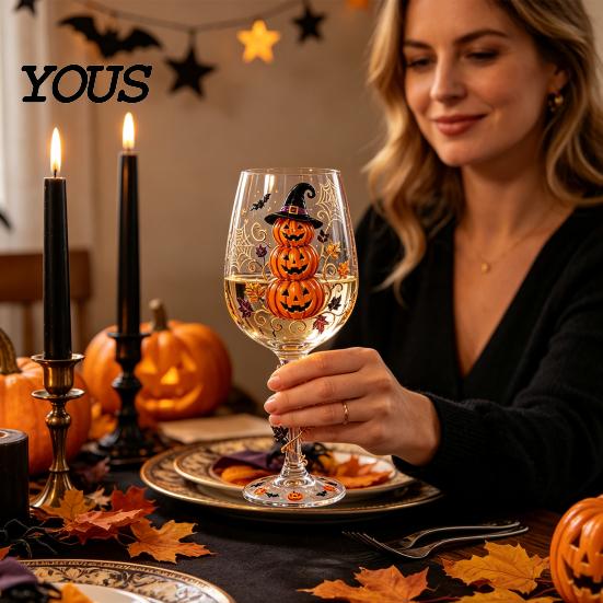 Regalo Tematico per Compleanni Halloween Bicchiere da Vino, Gatto Fantasma Spettrale Strega Zucca Bicchiere da Bevanda Accessori Unici per Home Bar Vini, Cocktail,