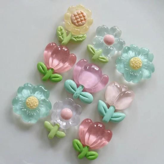 5Pcs Resin Tulip Flowers DIY Tulip Sunflower Shoe Craft Accessories Charms Flower Ornaments for Jewelry Shoes