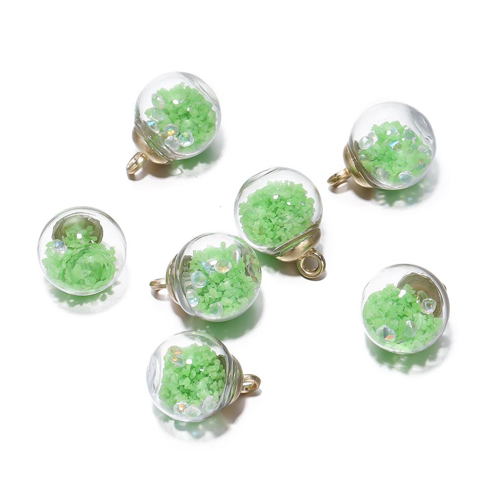 10Pcs Charms Luminous Transparent Glass Ball 16mm Pendants Crafts for DIY Earrings Necklace Jewelry Making Findings Accessories
