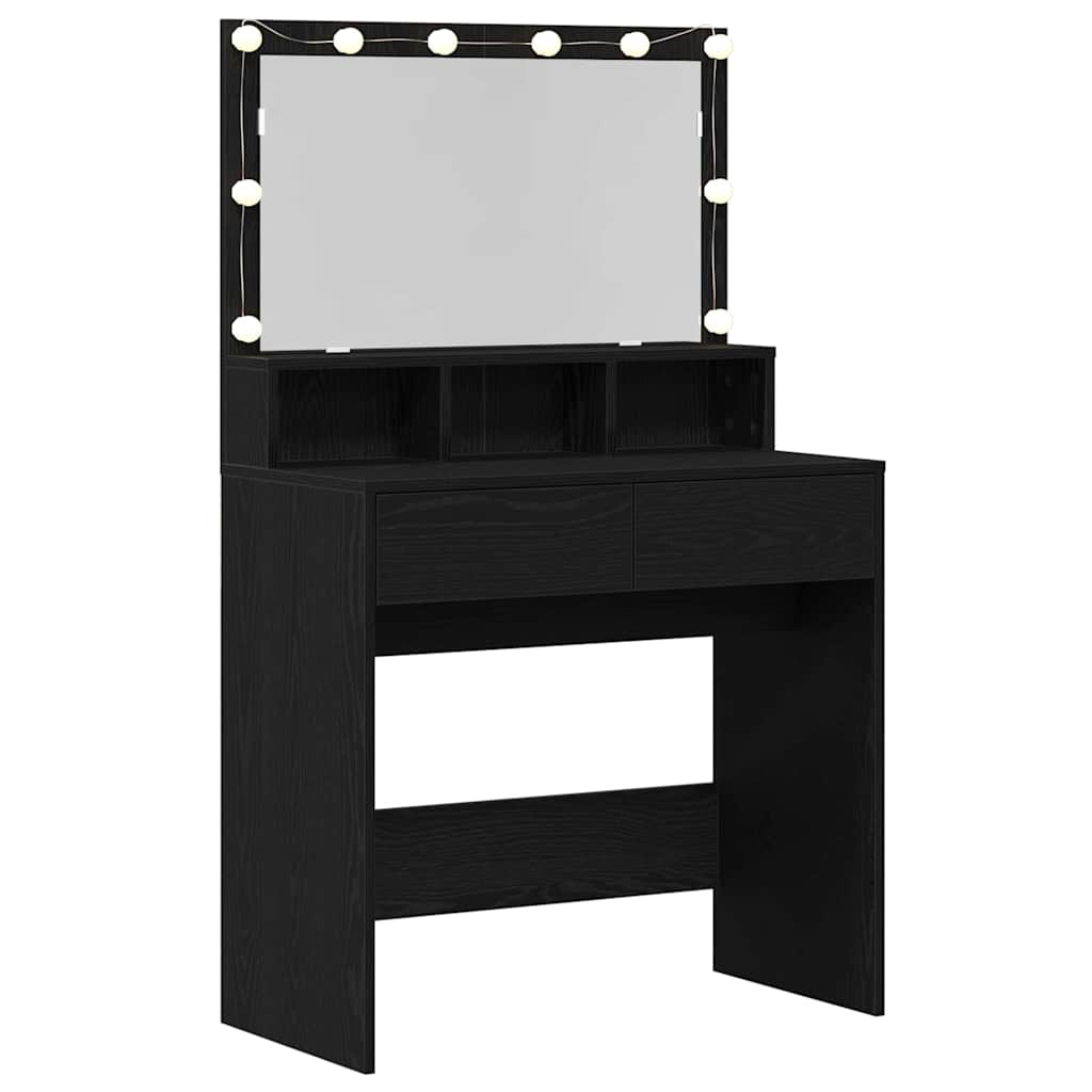 Makeup Table with Shelf Black Oak Effect 80 x 41 x 134.5 cm