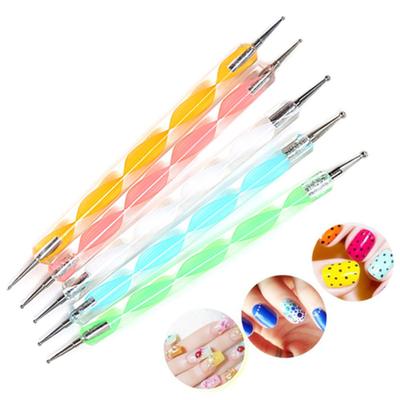 5 pezzi 2 vie marmorizzazione punteggiatura manicure strumenti fai da te nail art asta pittura punti penna