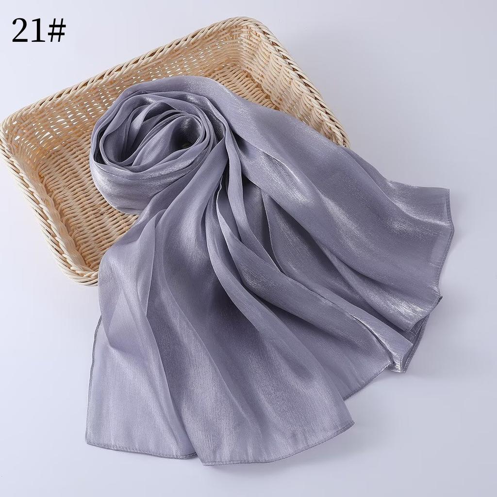 35 Colors Women Hijab Scarf Shiny Muslim Long Scarves Light Weight Soft Turban Shawl Organza Satin Shimmer Scarf
