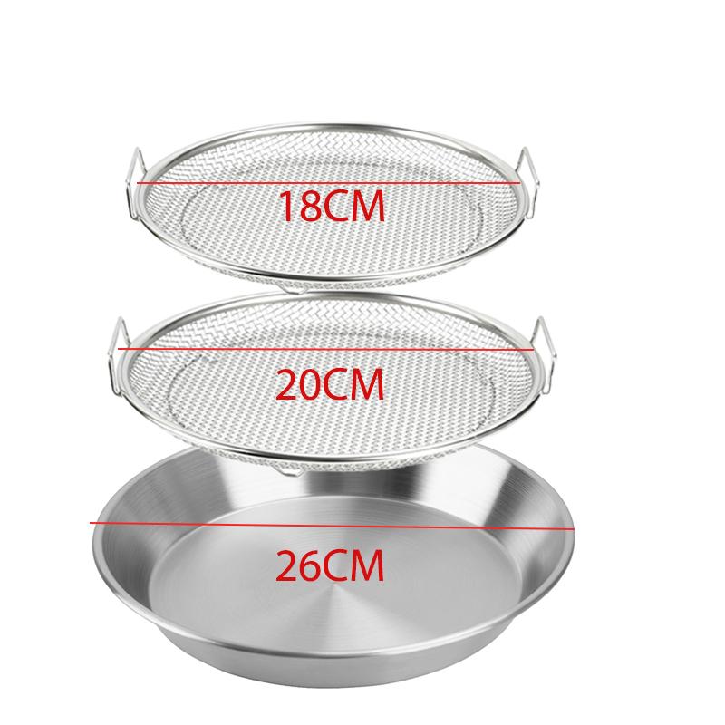 Stainless Steel Mesh Oil Filter Tray Drain Basket Set Reusable Vegetable Draining Rack With Handle Round Fried Food Strainer