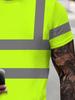Herren Neon Gelbes Arbeits-T-Shirt, Reflektierendes Sicherheitsband-Design, Atmungsaktiv, Kurzarm für Außen- und Industriegebrauch