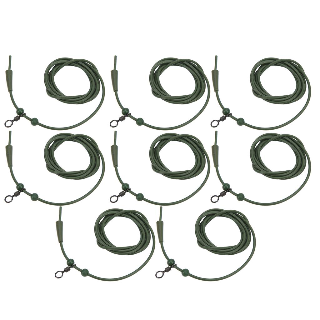 8PCS ABS+Copper Alloy Portable Silicone Hair Rigs Swivel Carp Fishing Accessories(Green )
