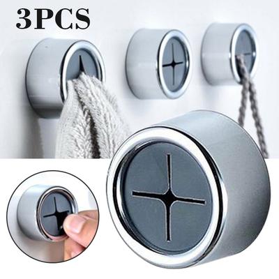 3Pcs Self-Adhesive Push In Tea Towel Cloth Holder Bathroom Kitchen Wall Hanger