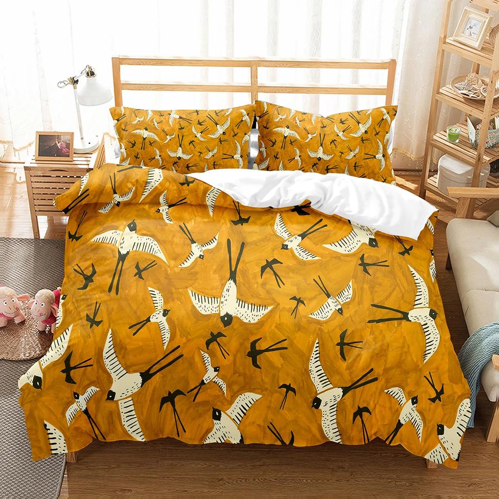 Comforter Cute Birds Wild Animals Pattern Polyester Comforter With For Men Women Bedding Set King Size