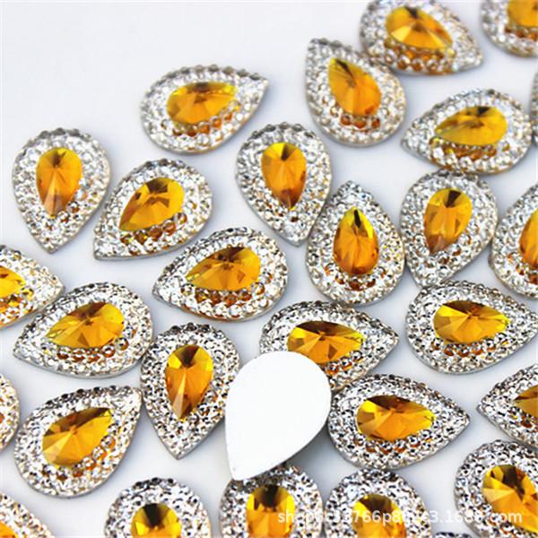 Two-Tone 10x14mm Teardrop Resin Rhinestones for DIY Jewelry & Clothing Decoration