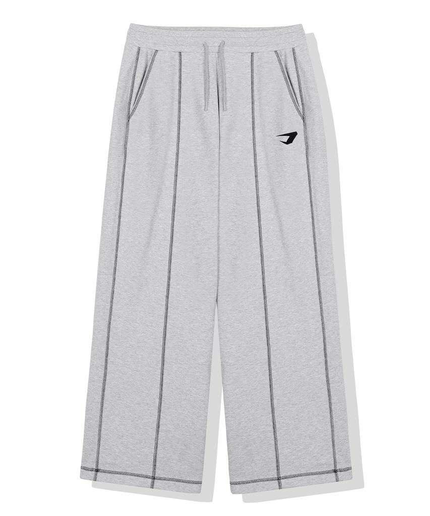 DRIX Overlock Stitch Sweat Wide Pants_Melange Gray
