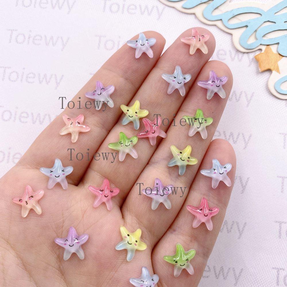 100pcs Resin Mini Colorful Kawaii Starfish Art Nail Flat back Star Rhinestone Accessories Scrapbook DIY Wedding Christmas Crafts