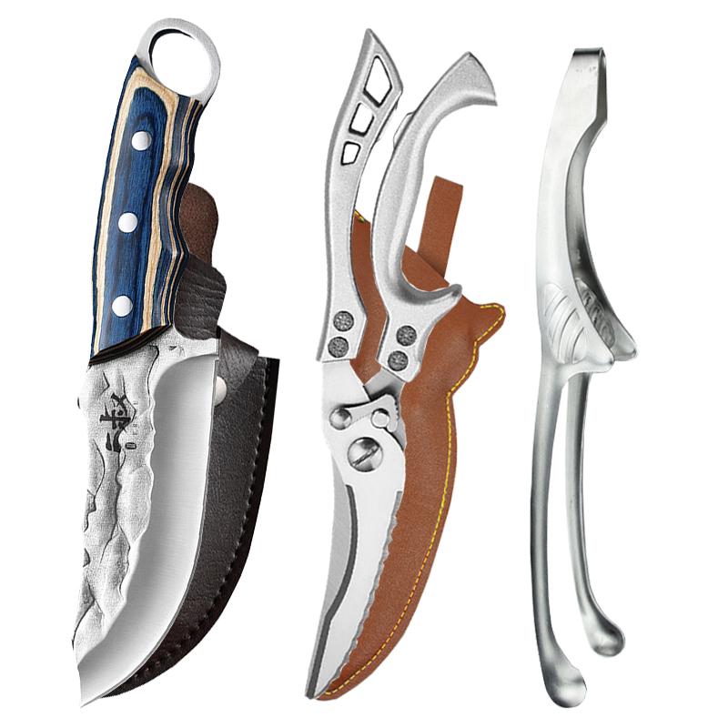 

Кованый нож для обвалки, нож для мяса, зажим для барбекю из нержавеющей стали, щипцы для барбекю, острые ножницы для куриных костей, ножницы для овощей