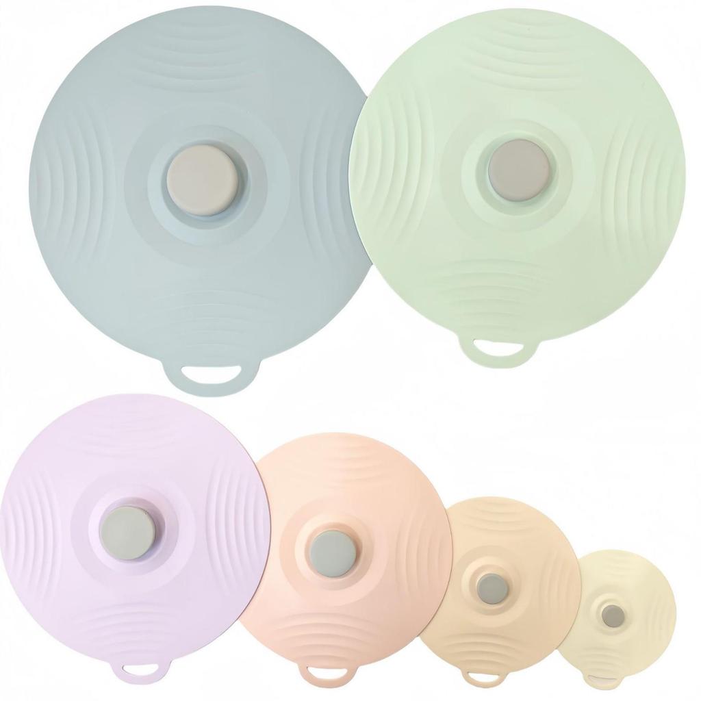 Silicone Sealing Lids for Cups & Bowls, Dustproof & Microwave Safe, 5-Piece Set