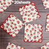 20sheets Strawberry Red Paper Napkins | Decorative Scalloped Edges, 25cm, Perfect for Thanksgiving ,Birthday, Weddings,party