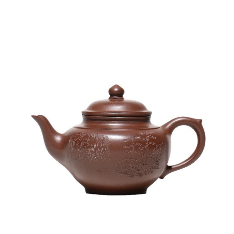 

260 мл роскошные чайники из фиолетовой глины Исин, ручная работа, ландшафтный горшок, чайник из необработанной руды, фиолетовый глиняный чайник с заварочным устройством, китайский чайный сервиз Цзыша, ремесло