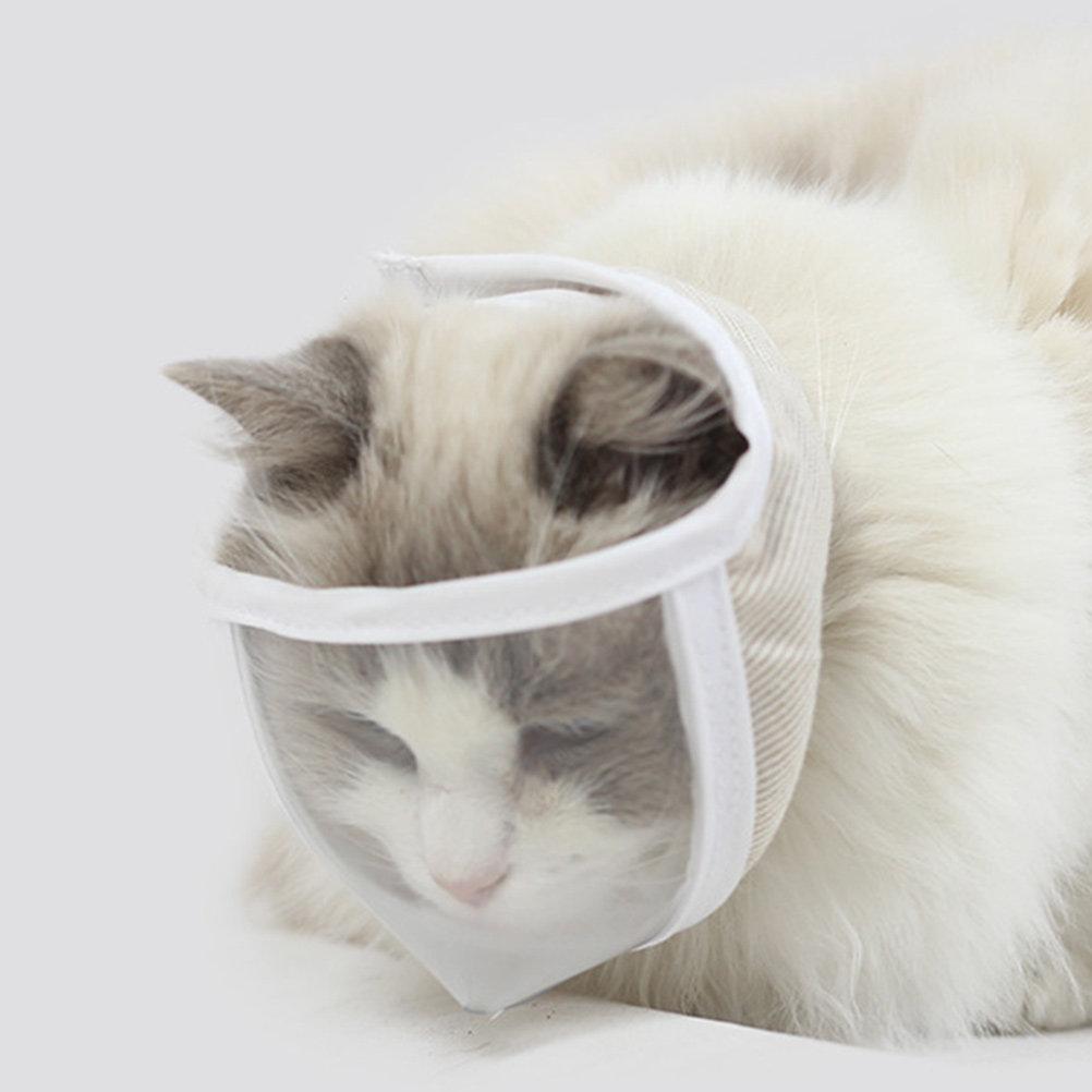 Cat Grooming Muzzle Transparent Breathable Mask for Kitten Anti-Licking Protection during Bathing and Nail Care Portable Design