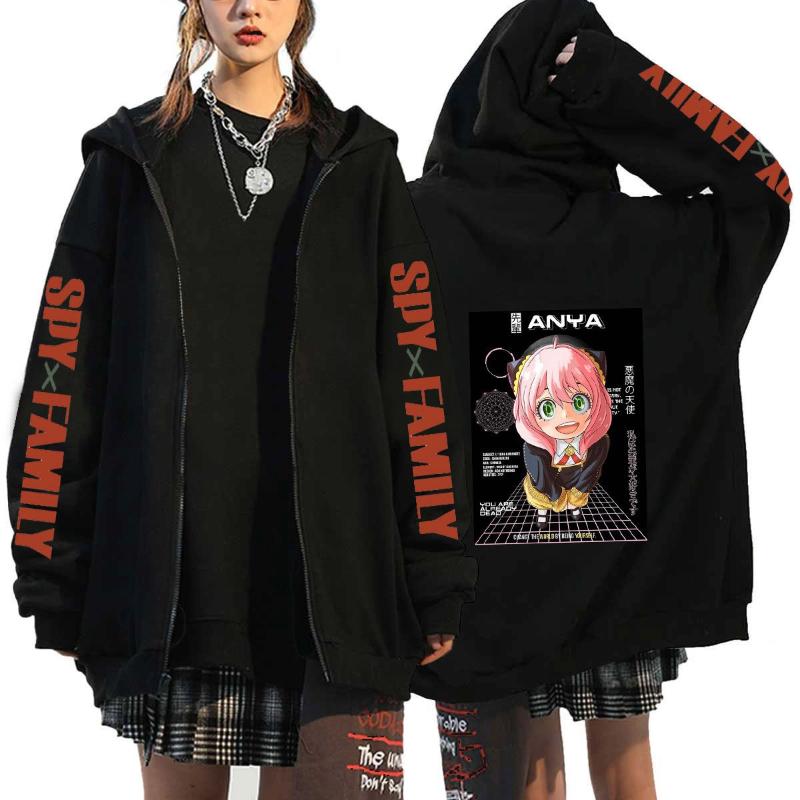 Anime Spy X Family Graphic Print Fleece Zipper Hoodie Fall & Winter Fashion Sports Sweatshirt