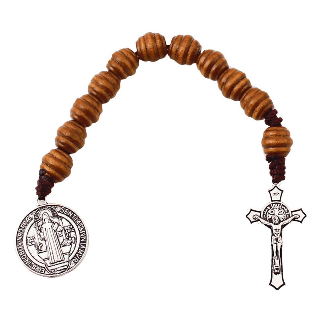 Legierung Gefertigtes Rosenkranzarmband Inklusive Kruzifix und Benedikt Design Gebetsperlen Handgelenkzubehör Bequemes Accessoire