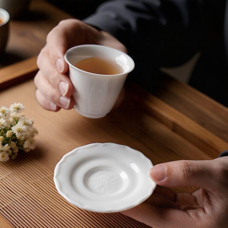 High-Grade White Porcelain Tea Coaster Tray - Ceramic Gongfu Tea Accessories Plate