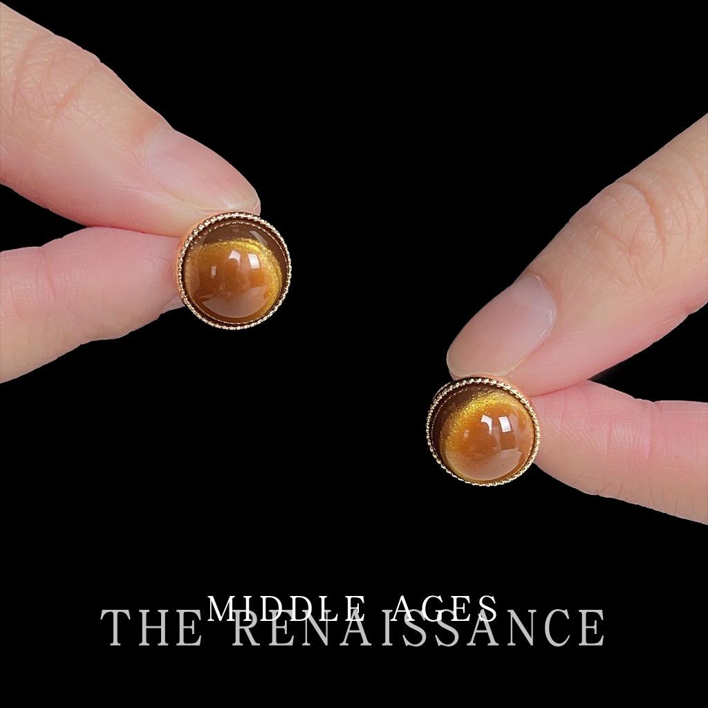 Геометрические круглые серьги-пусеты из камня тигровый глаз, литературные ретро серьги в стиле для поездок