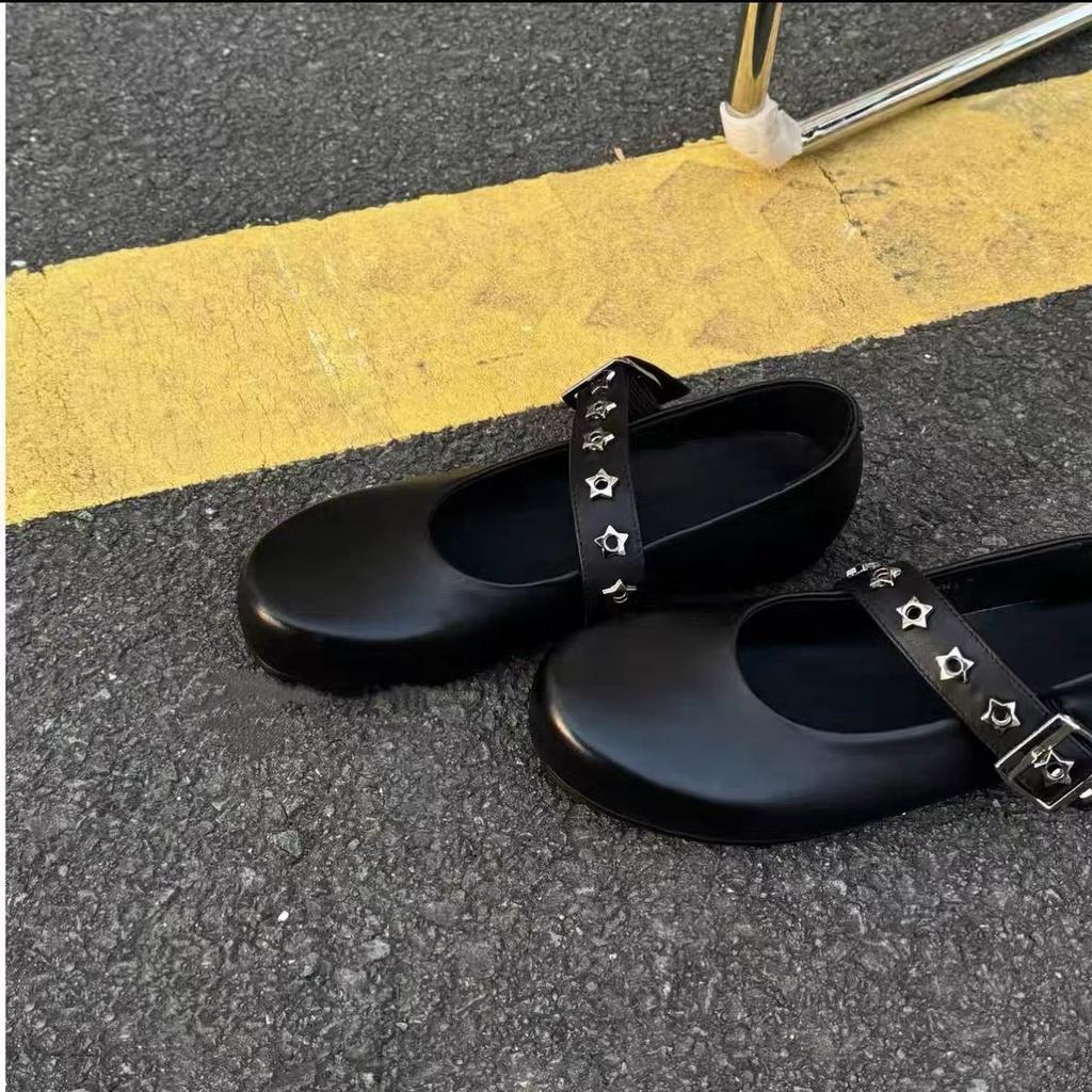 Meow Meow Retro Word with Mary Jane Shoes Women's Inner Height Ballet Shoes Single Shoes