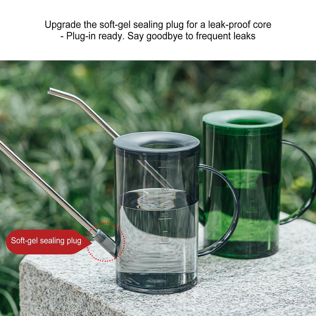1L Long Spout Watering Can with Handle Detachable Lid Garden Irrigation Spraying Pot for Indoor Outdoor Plants Flower Office