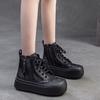 Johnature Retro Breathable Mesh Hollow Out Boots Genuine Leather Women's Flat Platform Shoes