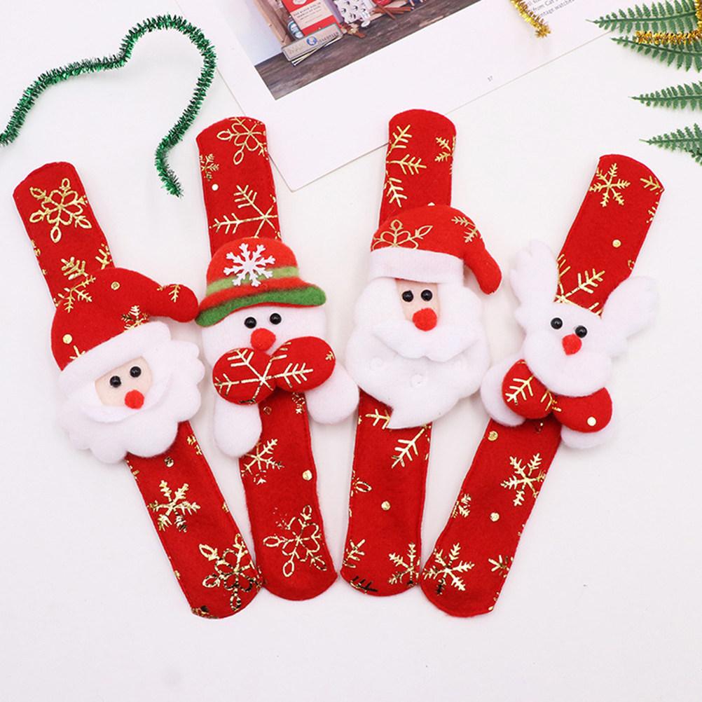 Cartoon 3D Santa Claus Snowman Elk Slap Bracelet Christmas Party Supplies Favors Comfortable Fabric for