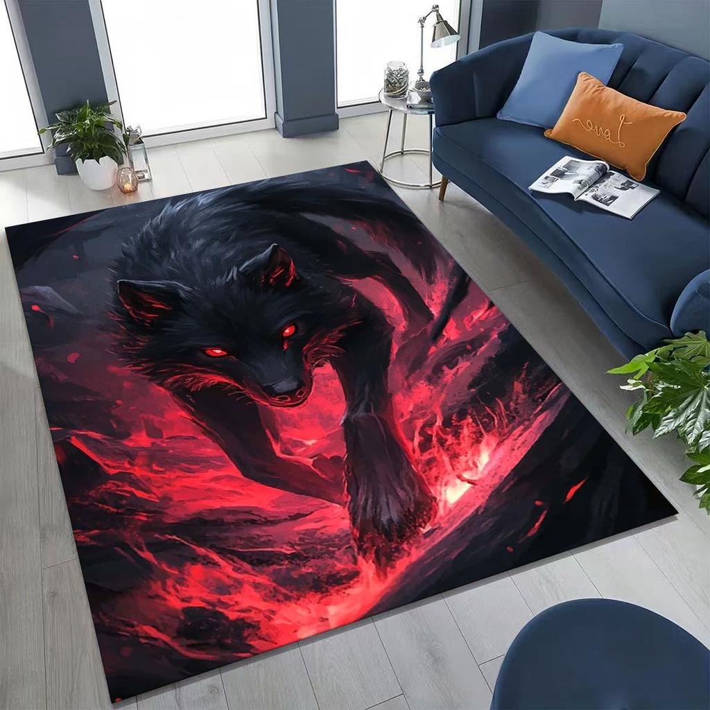 Nordic Viking Warrior Symbol Valhalla Valknut Rune Moto Rug for Bedroom Living Room Sofa Home Doormat Decor,Non-slip Floor Mat