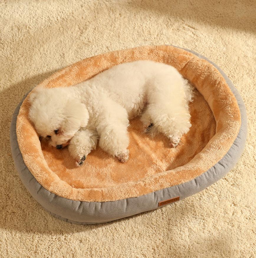 Höst och vinter varmt husdjursbo oval kattbur kattbädd plyschbo bitbeständigt icke-klibbigt husdjursmaterial hundkudde