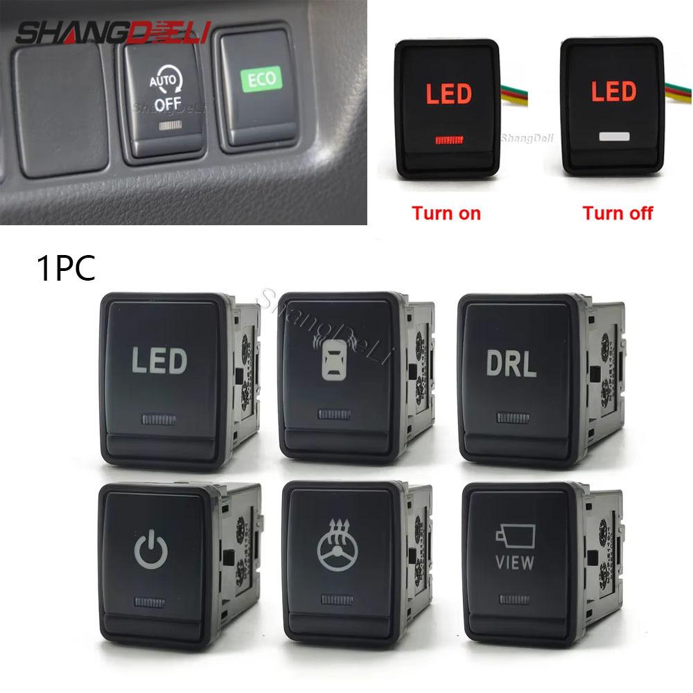 1Pc Power on off DRL LED Light Button Seat Mirror Steering Wheel Heating Switch Radar for Nissan Tiida Sylphy Qashqai X-TRAIL Switches4