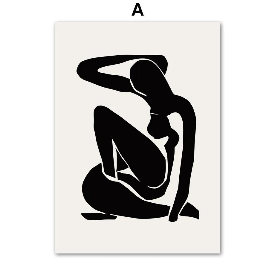 

Black Abstract Matisse Coral Birds Leaves Nude Wall Art Print Nordic Poster Canvas Painting Home Decor Pictures For Living Room 21x30cm No Framed