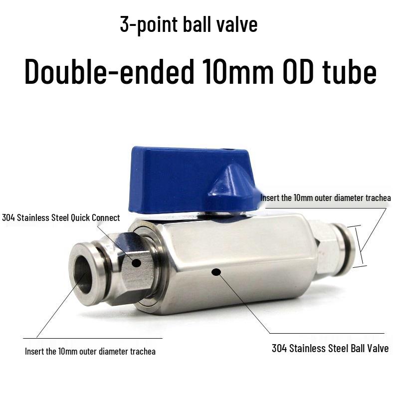 Pneumatic 304 Stainless Steel Ball Valve with Manual Male Thread Air Tube Connector
